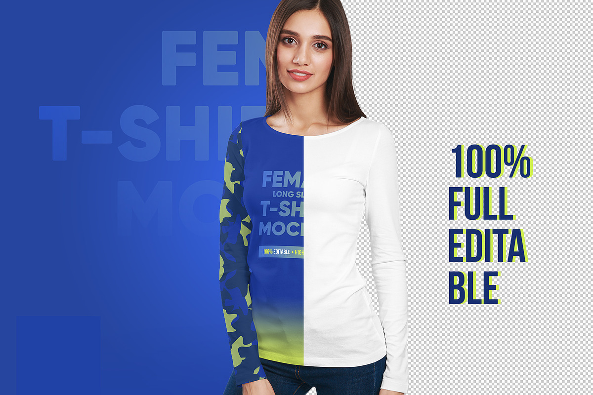 Female Long Sleeve T-Shirt Mockups, a Shirt Mockup by Hi, Mock-Up! (Photo 2 of 9)