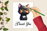 Watercolor Funny Black Cats Clipart, an Illustration by CraftArtStudio (Thumbnail 5 of 5)
