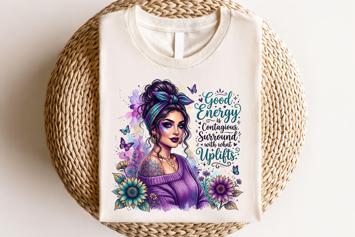 Good Energy is Contagious Boho Girl, a Seasonal Illustration by CraftArtStudio (Photo 4 of 4)