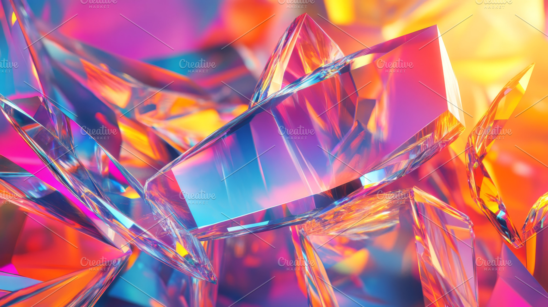 Vibrant Abstract Crystal Shapes with Colorful Light Reflections, an Abstract Photo by Natalia Klenova's Shop