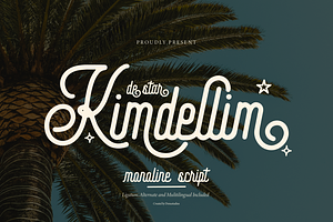 Kimdelim | Monoline Script, a Script Font by Denustudios