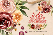 Deep Autumn Watercolor Flowers, an Illustration by Kim Thoa Designs (Thumbnail 3 of 10)