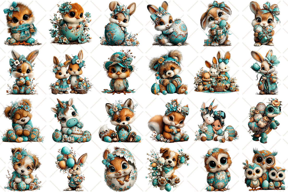 Whimsical Easter Animals Clipart, an Illustration by Black Bird Studio (Photo 2 of 5)