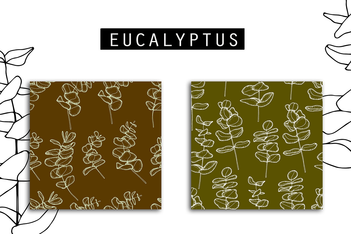 Eucalyptus Digital Paper Pack, a Pattern Graphic by Hand drawn Boutique (Photo 6 of 9)