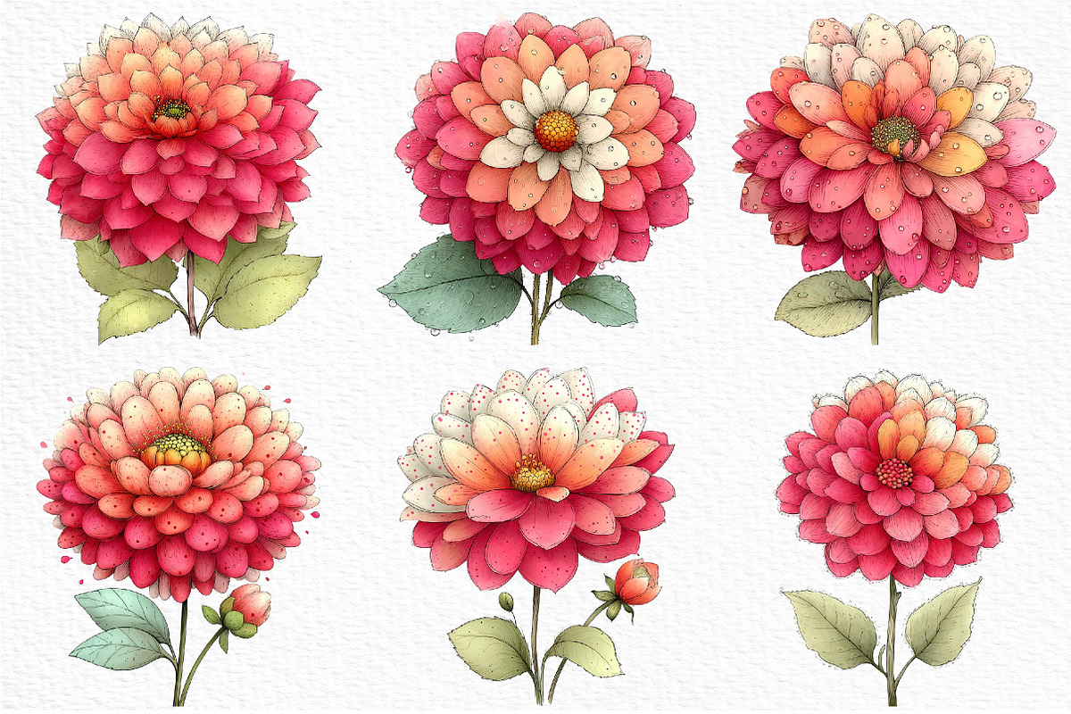 Whimsical Spring Dahlia Flower Png, an Illustration by Craft Nest (Photo 3 of 11)