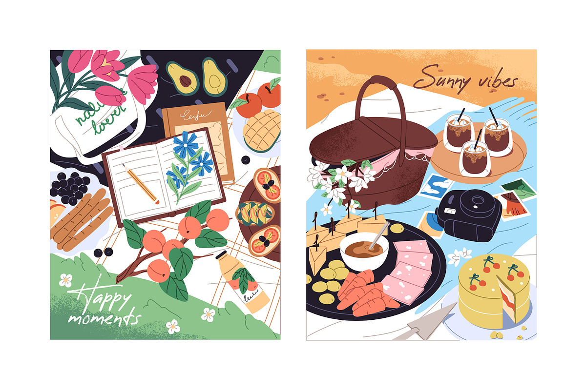 Summer picnic posters, cards set, a Food Illustration by PaperTrident (Photo 3 of 9)