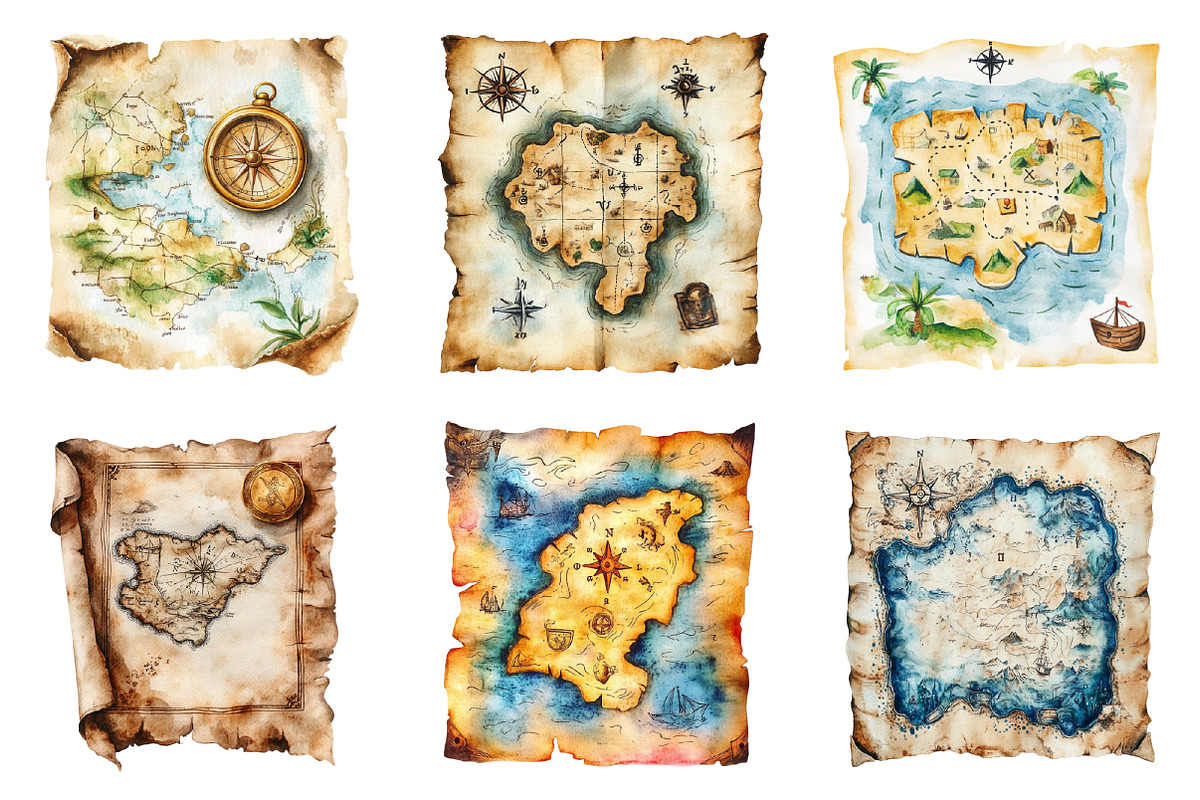 A Treasure Map Clipart PNG, an Illustration by SinaCreation (Photo 3 of 5)