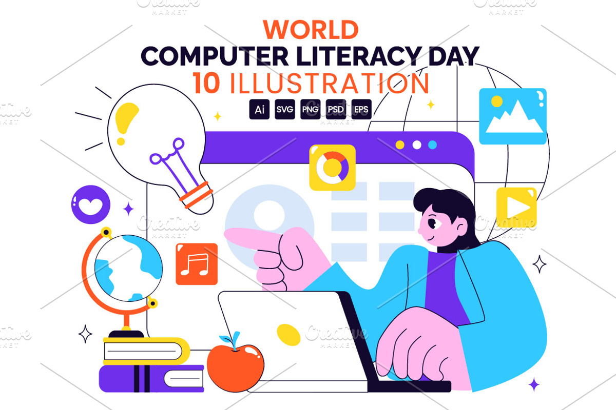 10 World Computer Literacy Day, an Object Illustration by denayunebgt (Photo 1 of 4)