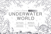 Underwater world, pencil graphics, an Animal Illustration by SvetLana (Thumbnail 1 of 15)