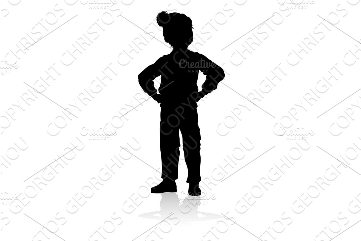 Silhouette Kid Child In Winter, an Illustration by Christos Georghiou