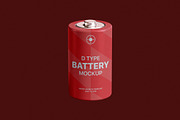 D Type Battery Mockup, a Product Mockup by Design Squad (Thumbnail 2 of 4)