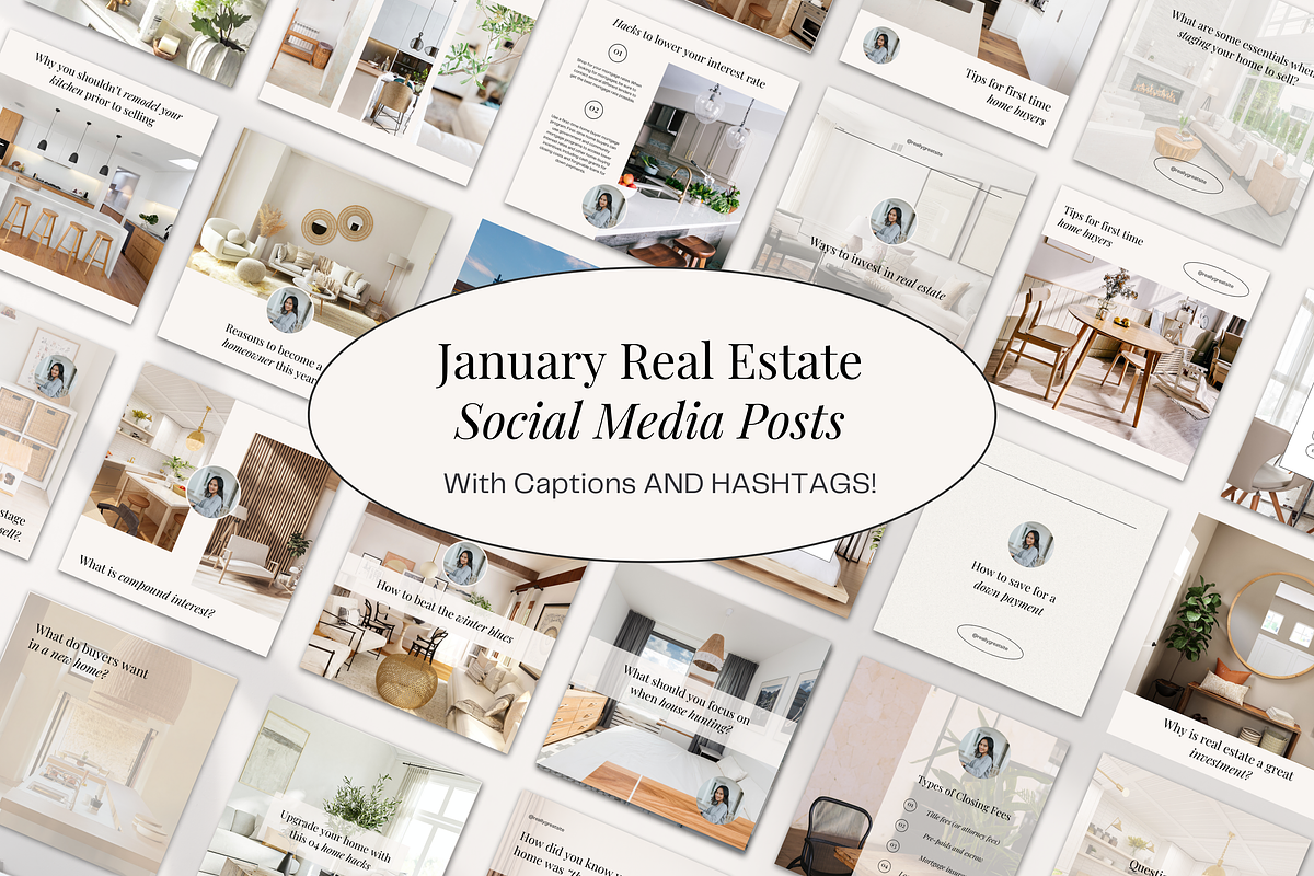 January Real Estate Instagram Posts, a Social Media Template by Marketing Templates Co. (Photo 1 of 10)