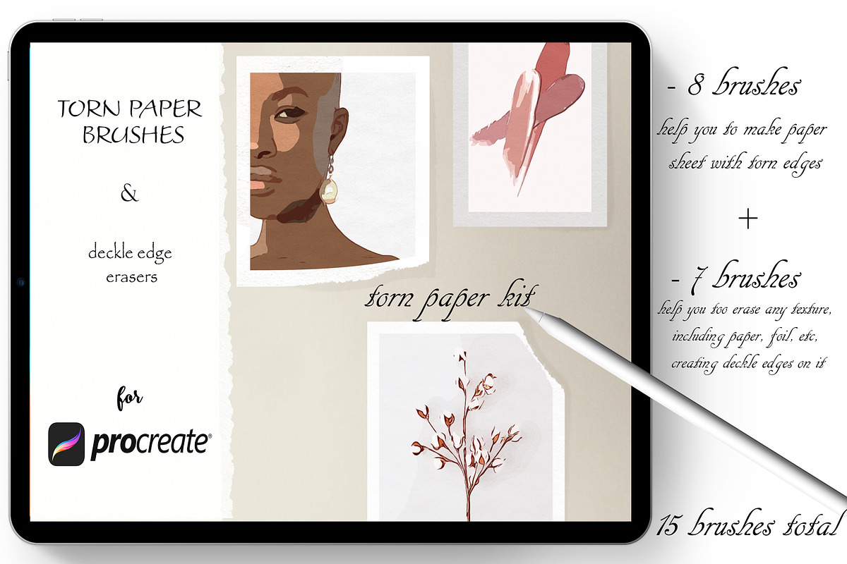 Torn Paper Kit for Procreate, a Brush Add-On by Liquid Amethyst Art (Photo 2 of 12)