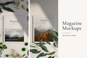 Magazine Mockup Kit With Shadows