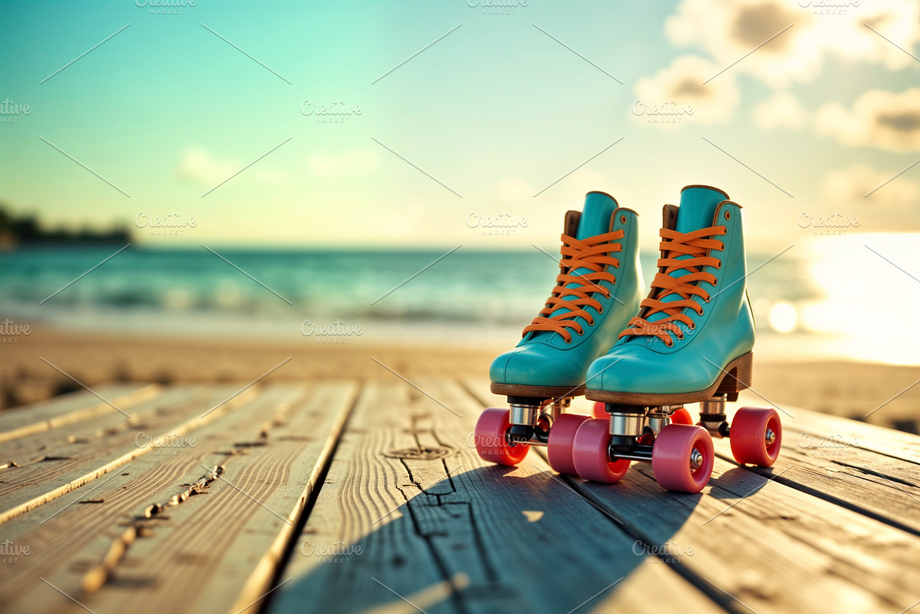 Colorful retro roller skates, a Photo by rarrarorro