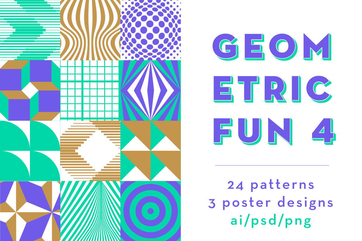 Geometric Fun 4 ~ 24 patterns, a Pattern Graphic by kloroform