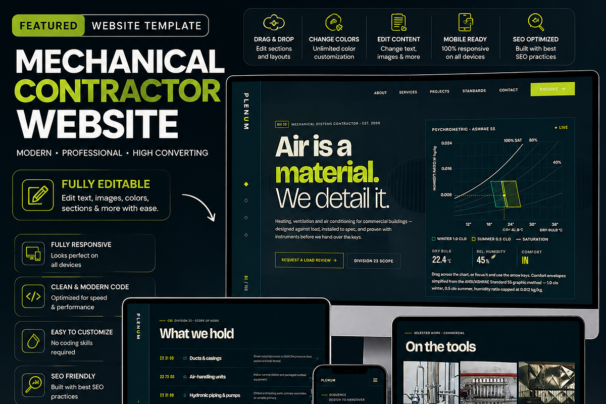 Mechanical Contractor Website, a HTML Template by DigitalsDesigns (Photo 1 of 7)