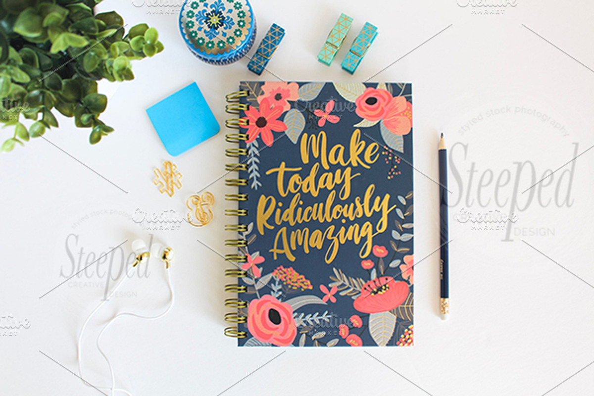 Blue journal, greenery flatlay, a Social Media Template by life i design by Nicki (Photo 2 of 3)