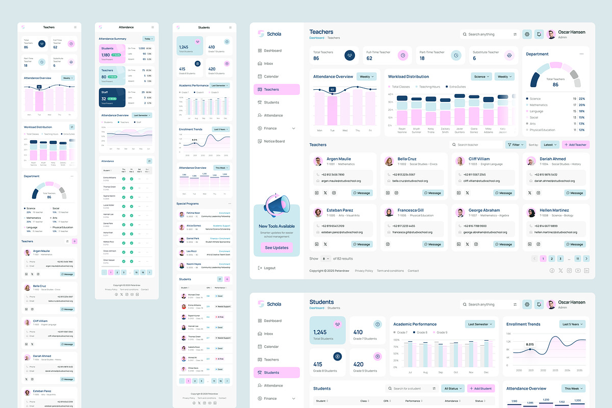 Schola – School Management Dashboard, an UI Kit Template by peterdraw (Photo 7 of 7)