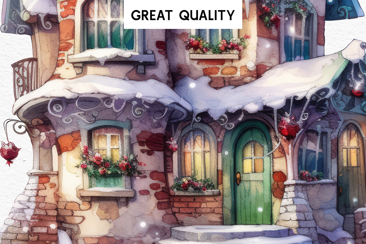 Christmas Santa Elf House Clipart, a Seasonal Illustration by Rabbit Heart (Photo 4 of 10)