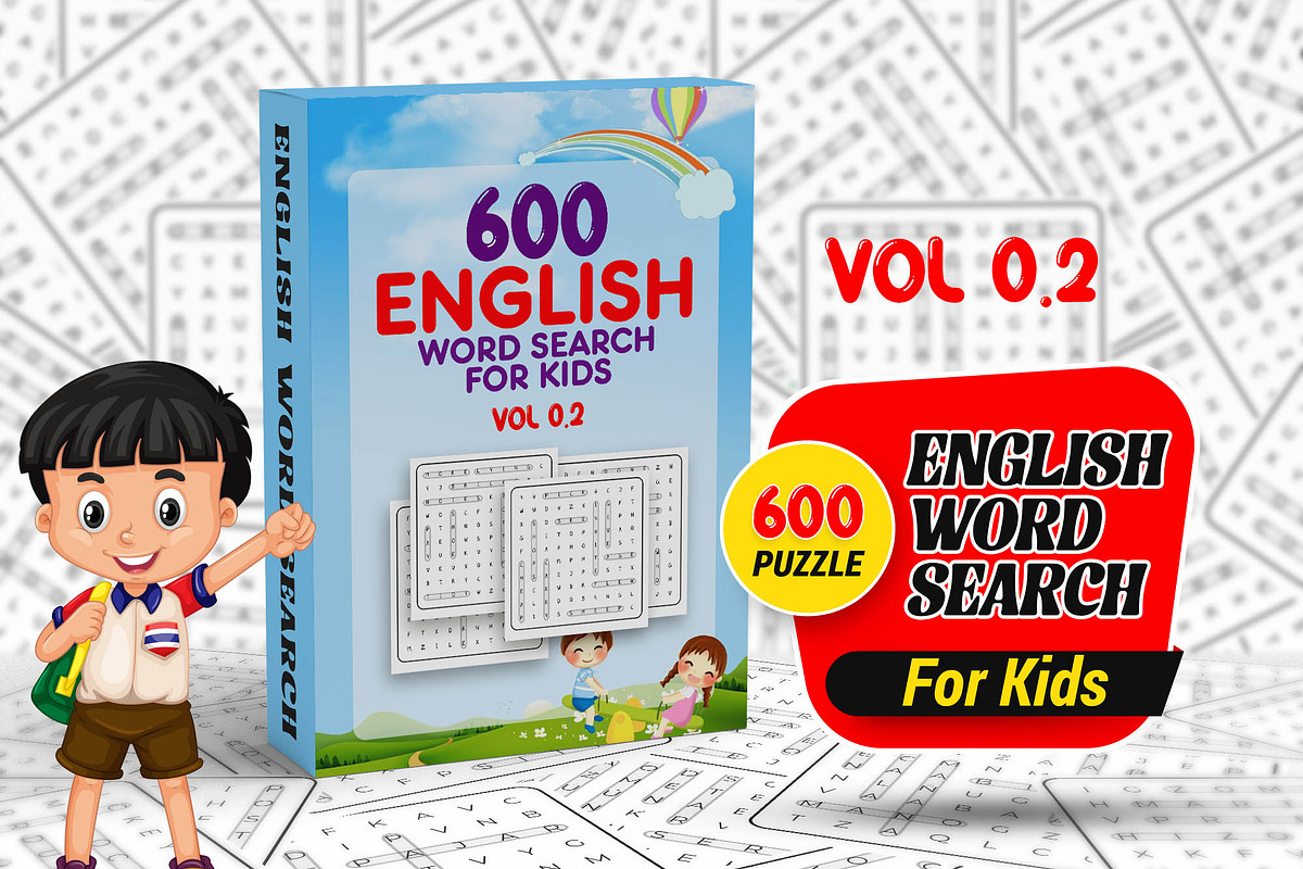 English Word Search Puzzles for Kids, a Print Template by Graphic Template (Photo 1 of 2)