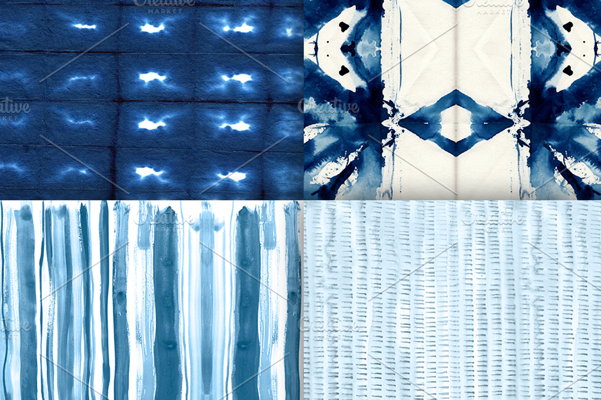 Blue Shibori Paper Pack, a Pattern Graphic by Liz Plummer (Photo 3 of 5)