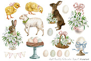 Watercolor spring easter clipart, an Animal Illustration by yana.fefelova (Thumbnail 2 of 5)