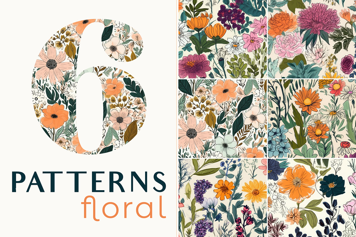 Summer Floral Seamless Patterns, a Pattern Graphic by Ninterints (Photo 1 of 14)