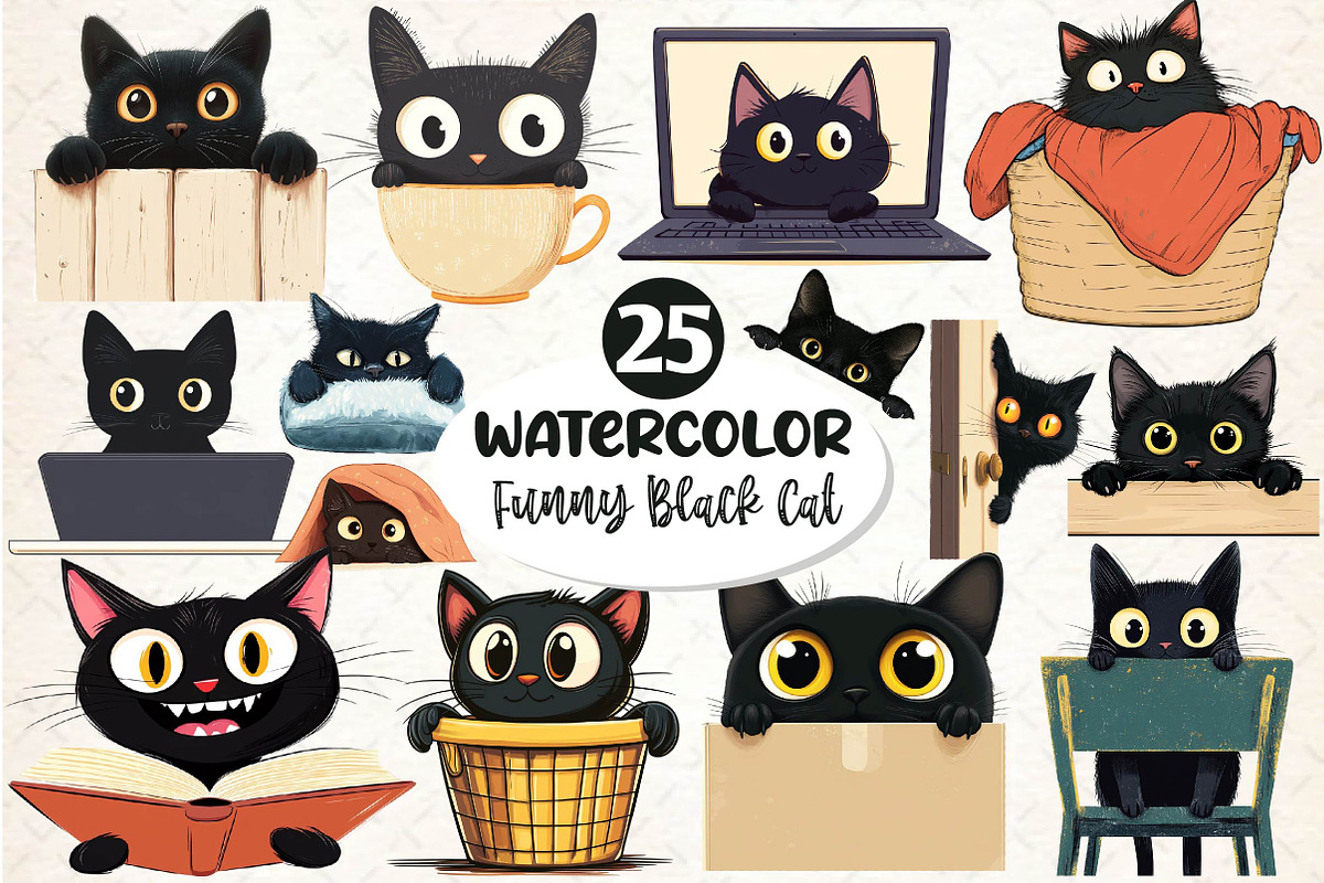 Black Cat Peeking Clipart PNG, an Illustration by Dream Creation (Photo 1 of 5)