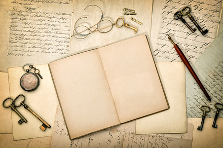 Open diary book and old letters, a School & Education Photo by LiliGraphie