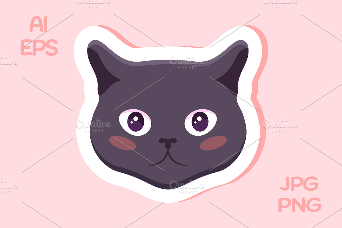 Gray Cat Emoji Stickers, an Animal Illustration by PsychocheArt (Photo 2 of 9)