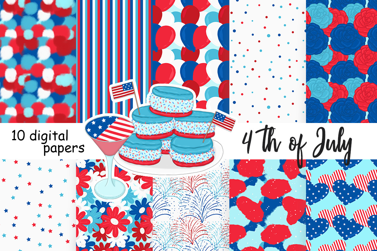 4th of July Bright Pattern, a Pattern Graphic by GlamArtZhanna (Photo 1 of 3)