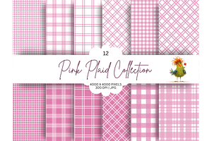 Pink Seamless Plaid Designs, a Pattern Graphic by Earley Bird Design Studio