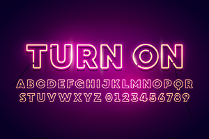 Retro Neon Light Font Set, an Object Graphic by Black White Mouse Design