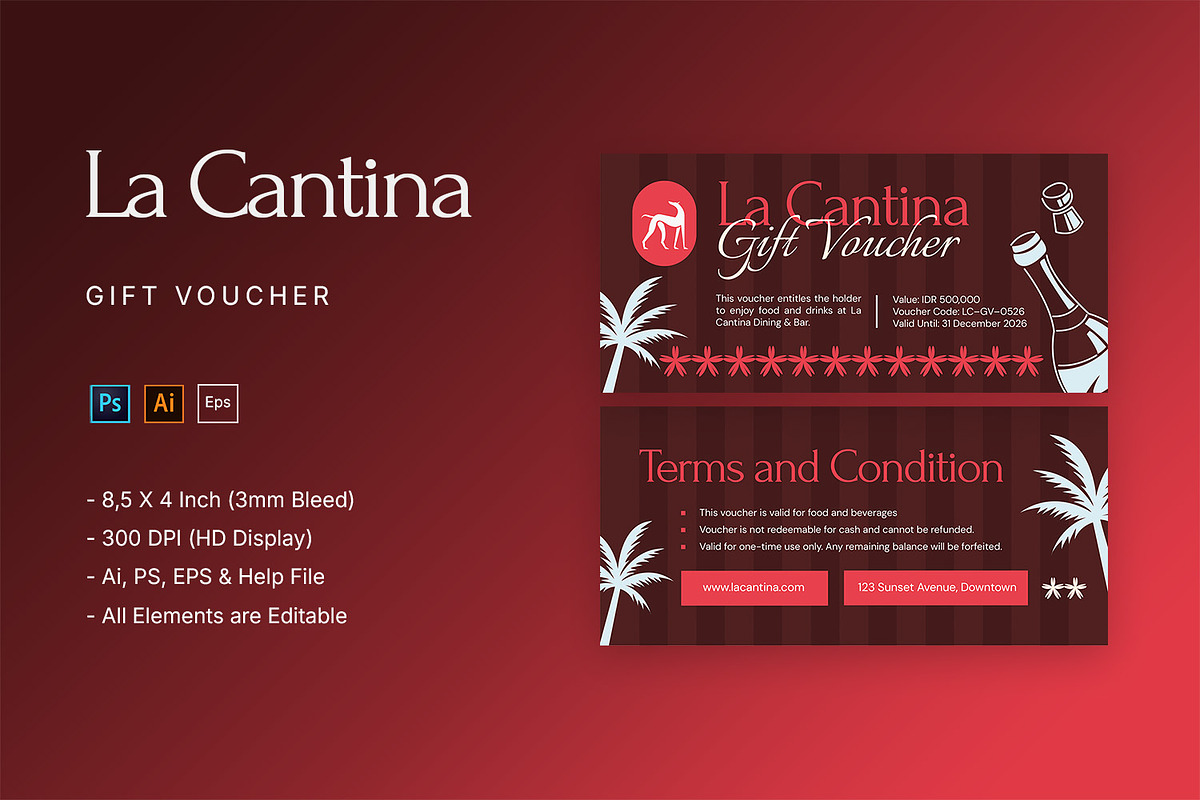 La Cantina - Gift Voucher, a Card Template by StreaksideStd (Photo 1 of 3)