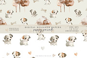 watercolor puppy seamless patterns, a Pattern Graphic by Pink Studio Art (Thumbnail 2 of 4)