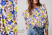 Blue, Yellow, Plum floral pattern, a Pattern Graphic by SirenaArt (Thumbnail 2 of 16)