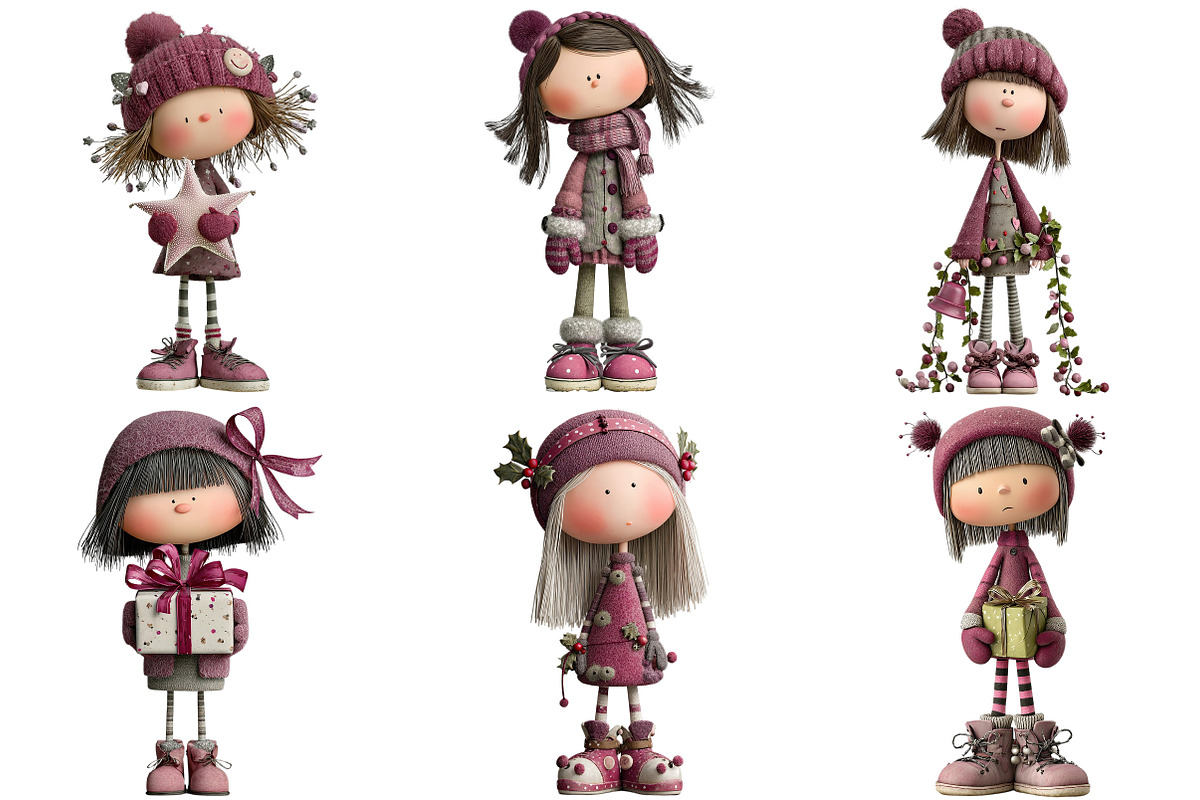 Quirky Christmas Cute Girl Clipart, an Illustration by Craft Nest (Photo 4 of 8)