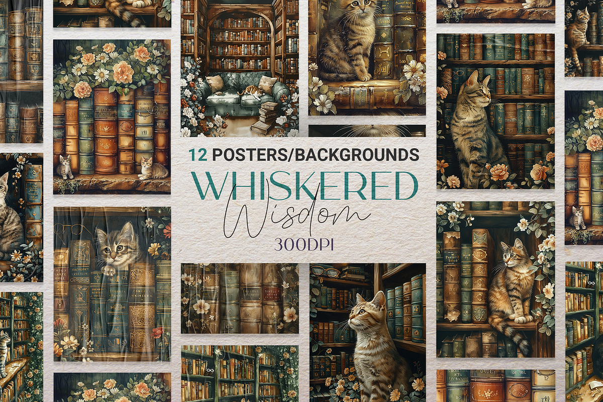Cats in the Library, a Background Graphic by Curve Design (Photo 1 of 7)