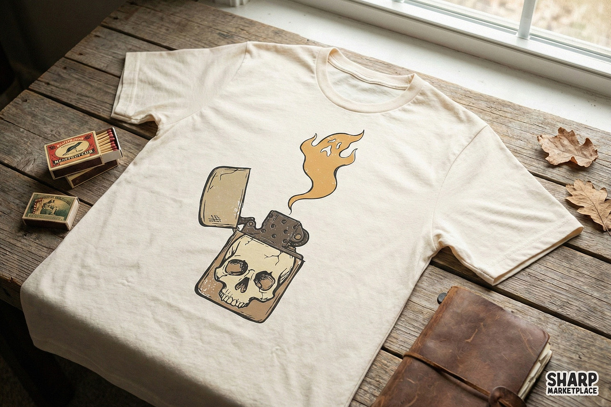 Skull Lighter PNG, Vintage Tattoo, an Illustration by SharpMarketplace (Photo 2 of 4)