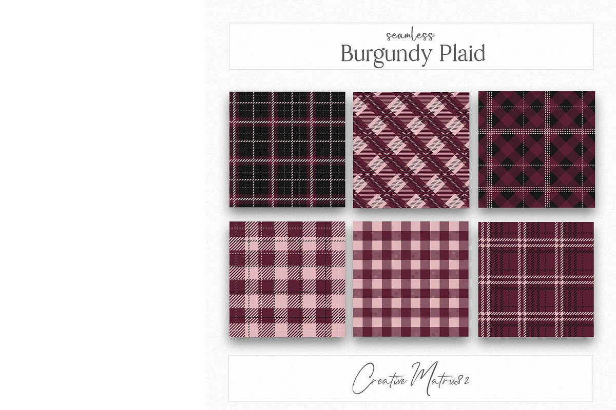 Seamless Burgundy Plaid Textures, a Texture Graphic by Creative Matrix82 (Photo 4 of 5)