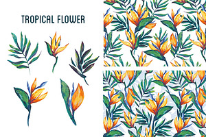 Seamless Pattern Tropical Flower