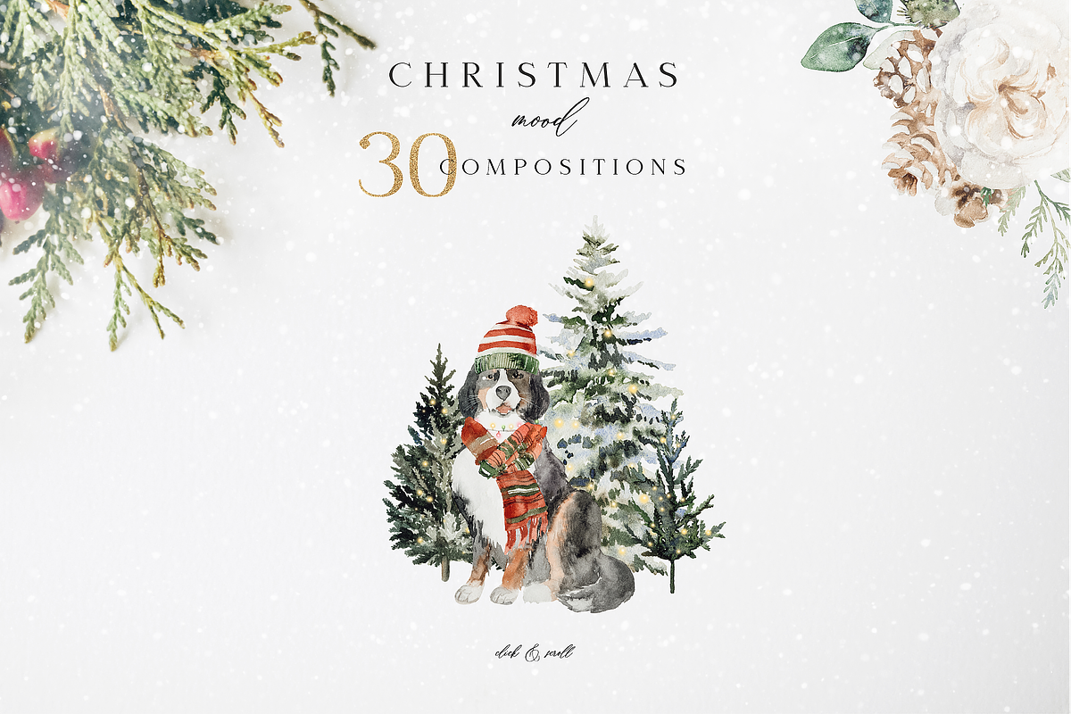 Christmas mood - watercolor set, a Seasonal Illustration by Youksy (Photo 10 of 20)