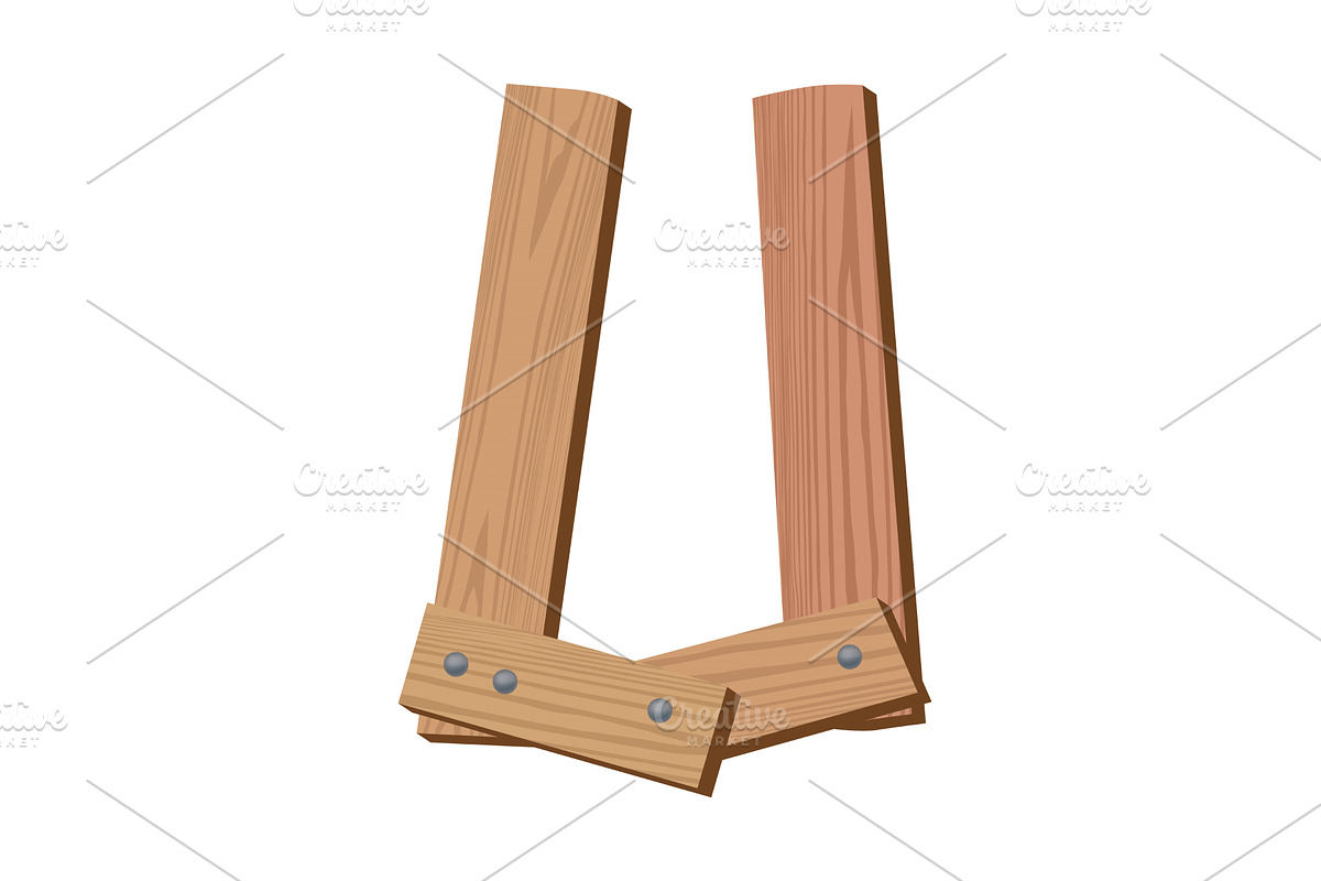 Wooden alphabet font, symbol U, an Object Illustration by the8monkey