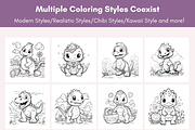Cute Dinosaur Coloring Page for Kids, an Animal Illustration by LA Design (Thumbnail 4 of 9)