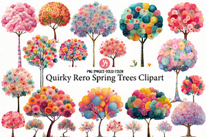 Quirky Rero Spring Trees Clipart, an Illustration by Designworld