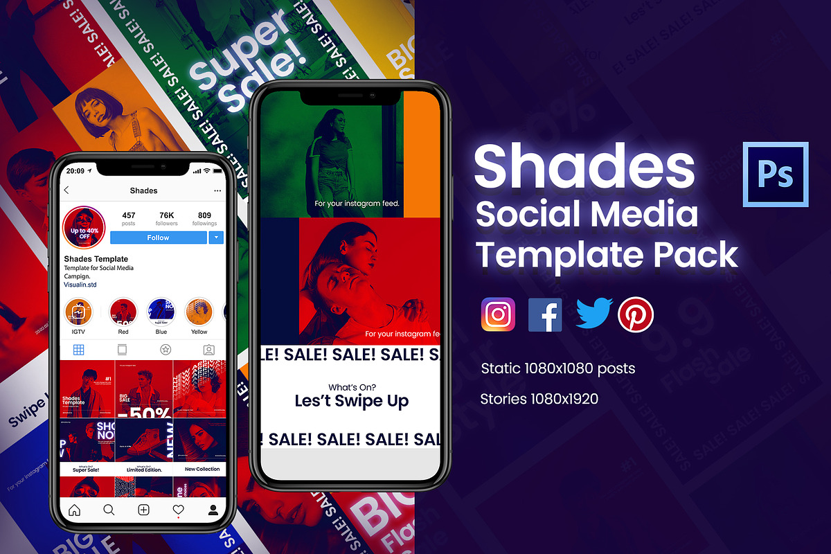 Shades Social Media Template, a Social Media Template by Visualin.std (Photo 1 of 8)