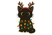 Cute Black Cat Christmas Wall Art, a Background Graphic by LaseredNinja (Thumbnail 1 of 7)