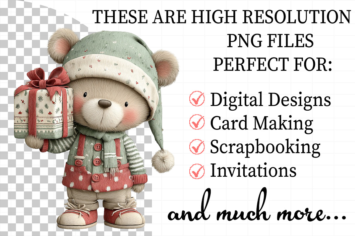 Christmas Teddy Bear Clipart, an Illustration by Daily.Designs (Photo 2 of 5)