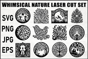 Fantasy Nature Laser Cut Set, an Object Graphic by jahid234